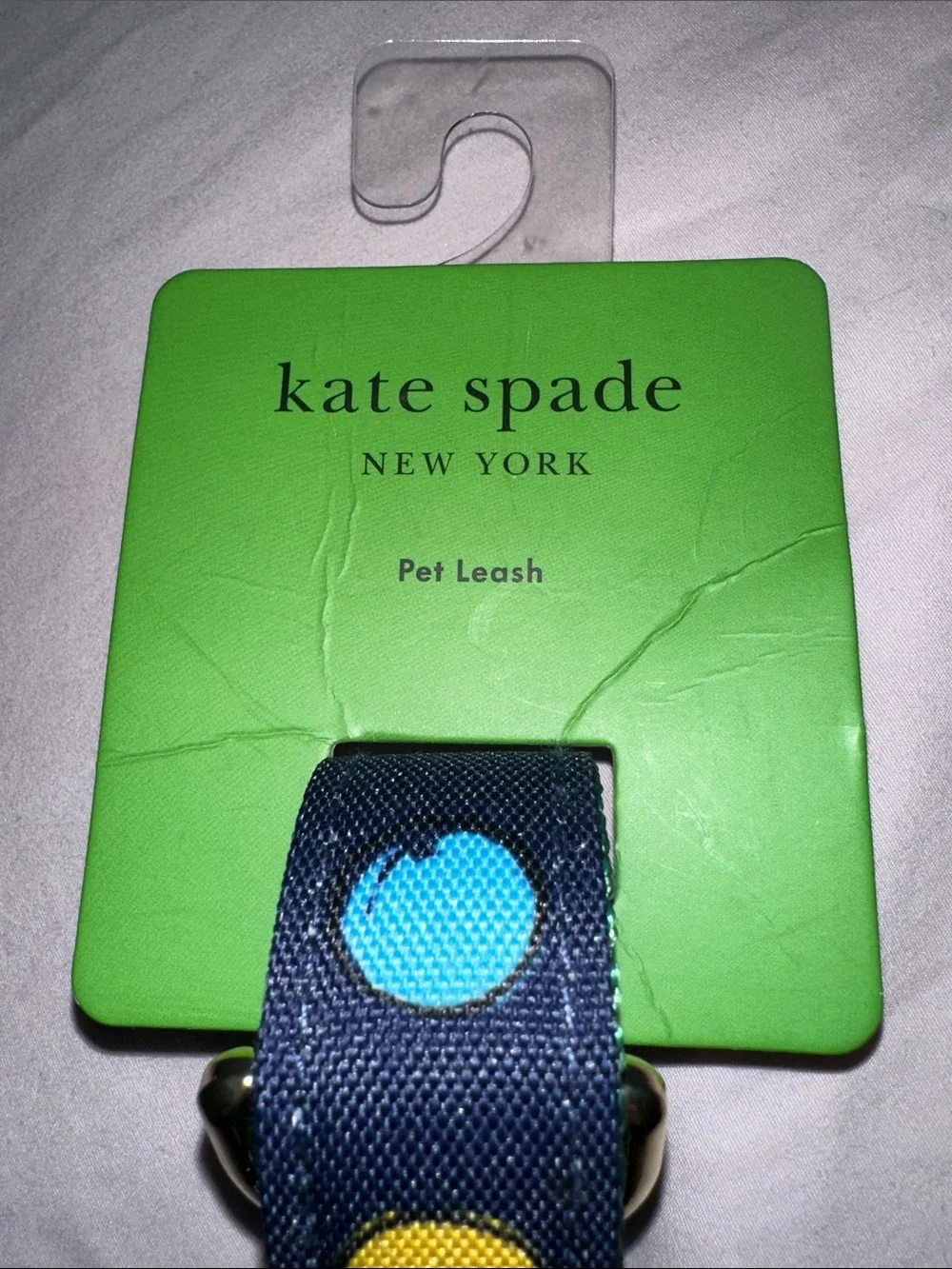 NWT kate spade Navy Polka Dot Dog Leash with Gold Hardware size med up to 90 p